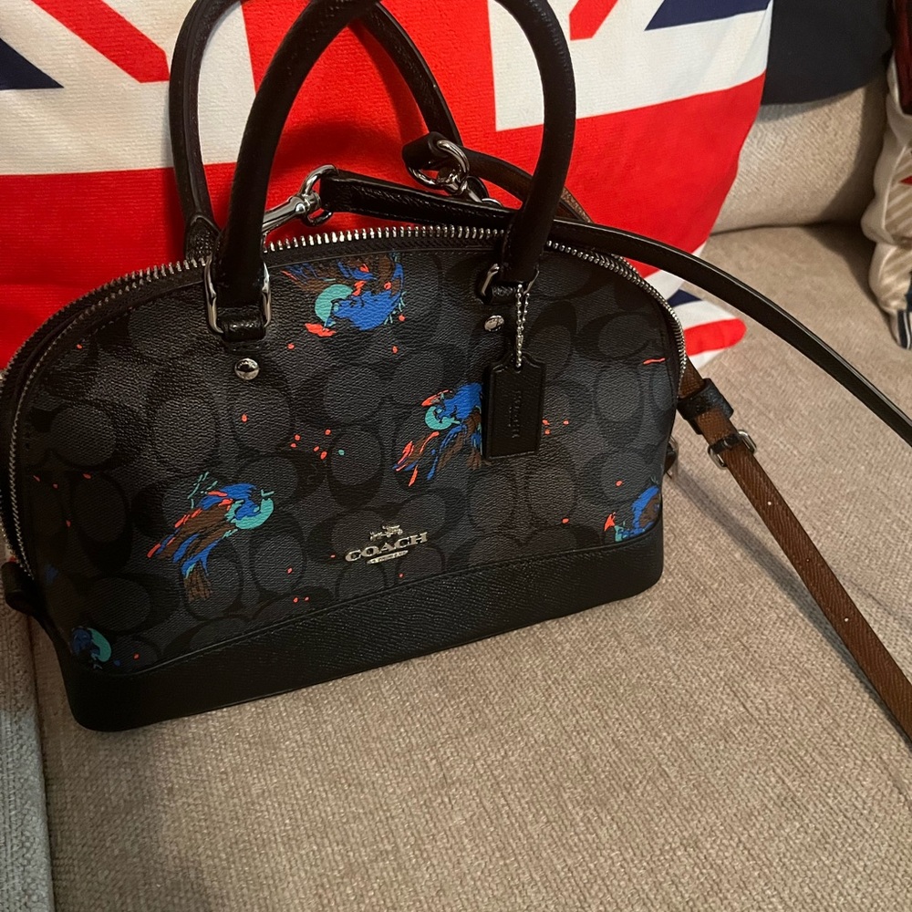 Coach Black and Blue Printed Handbag